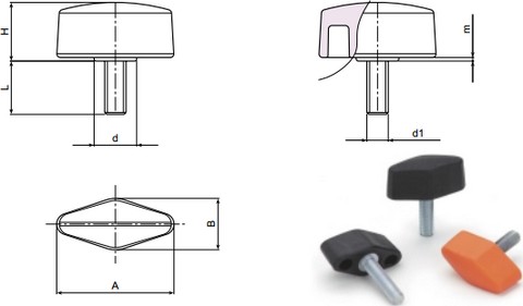 Wingnut with threaded stud